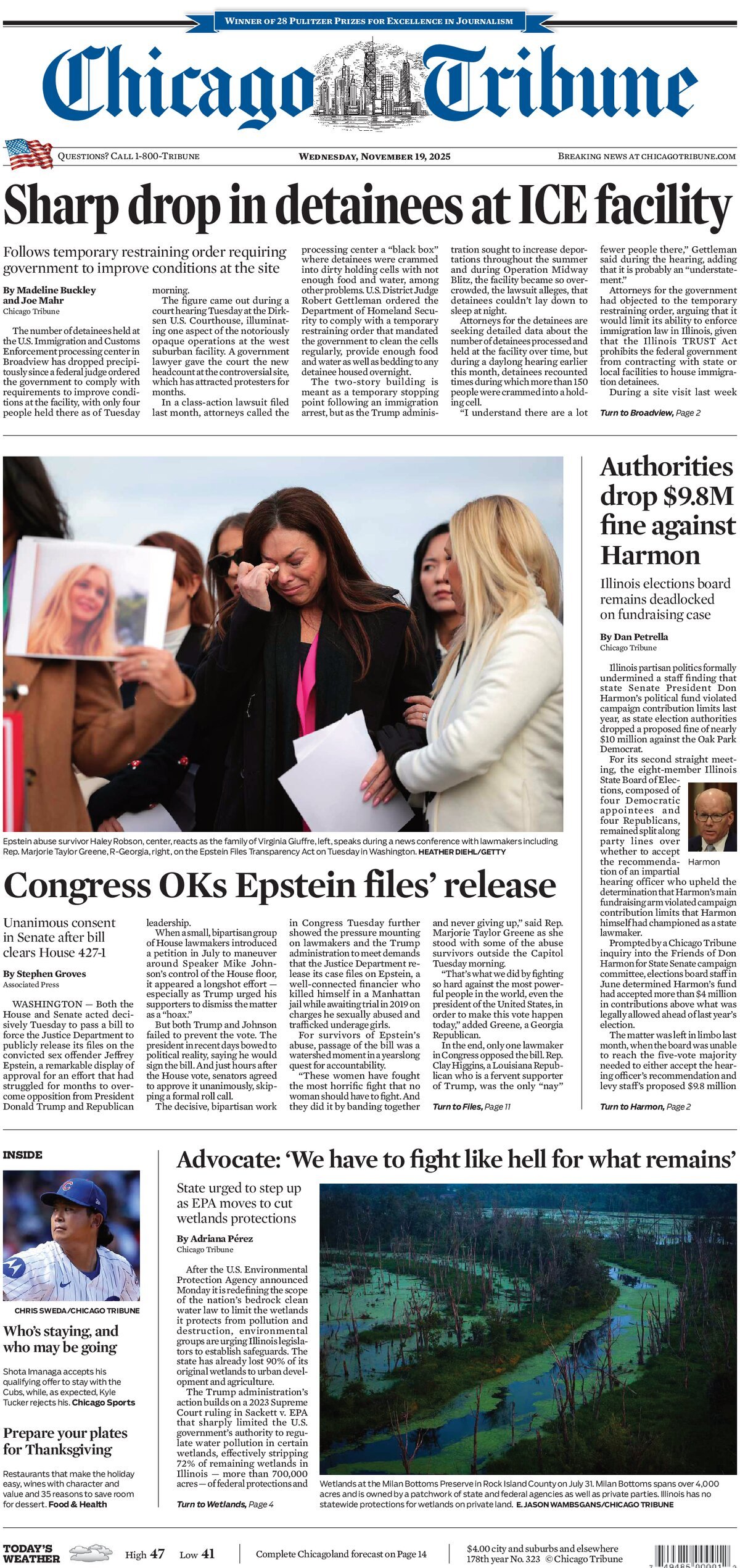 Chicago Tribune - Cover - 11/19/2025