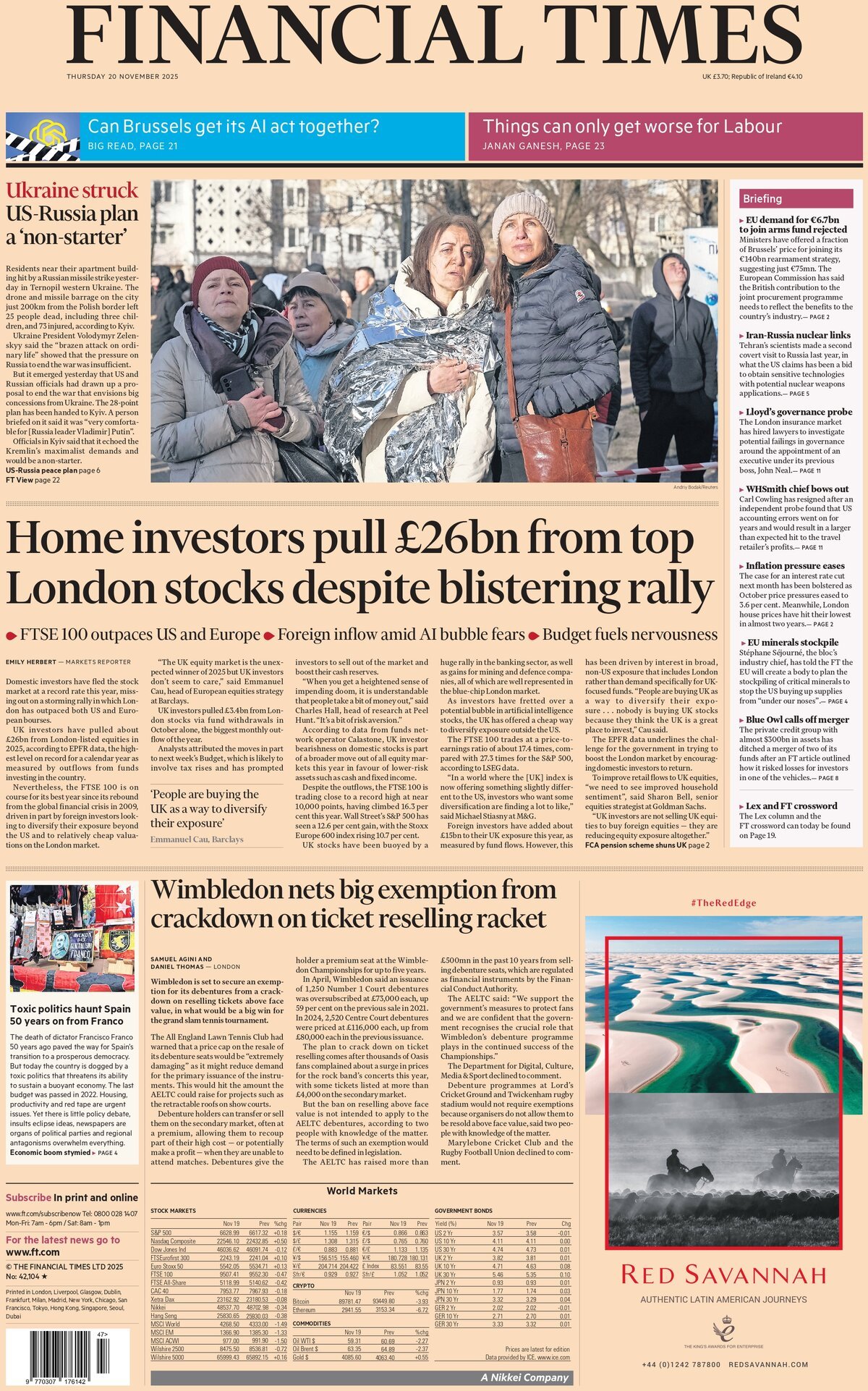Financial Times - Front Page - 11/20/2025