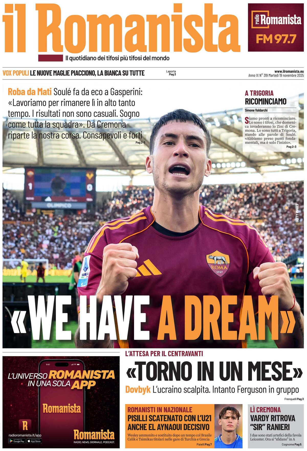 Il Romanista - Front Page - 11/19/2025