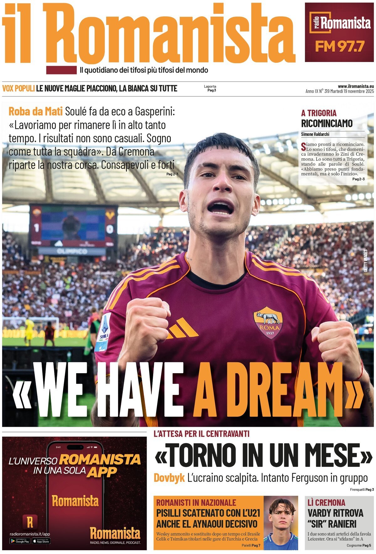 Il Romanista - Front Page - 11/19/2025