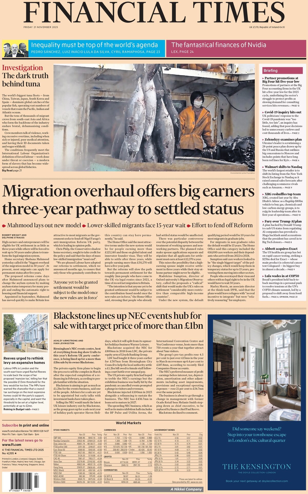 Financial Times - Front Page - 11/21/2025