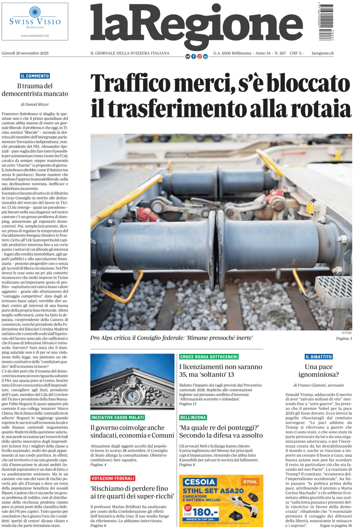 La Regione - Front Page - 11/20/2025