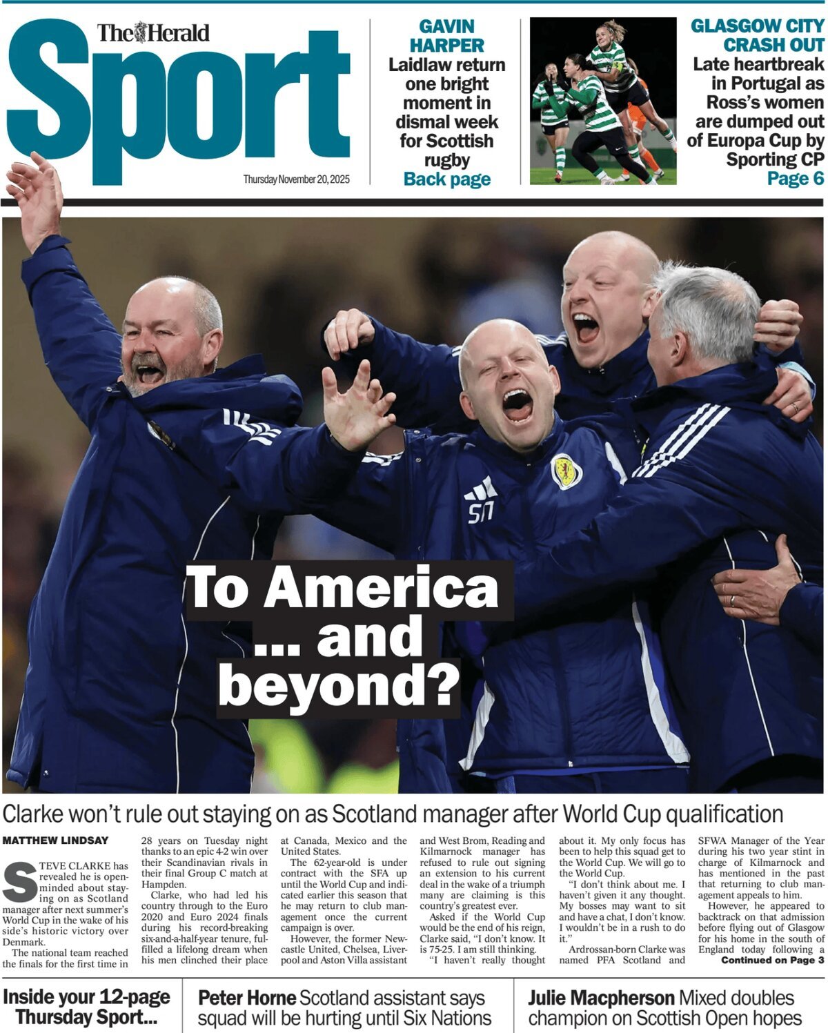 The Herald SPORT (Scotland) - Front Page - 11/20/2025