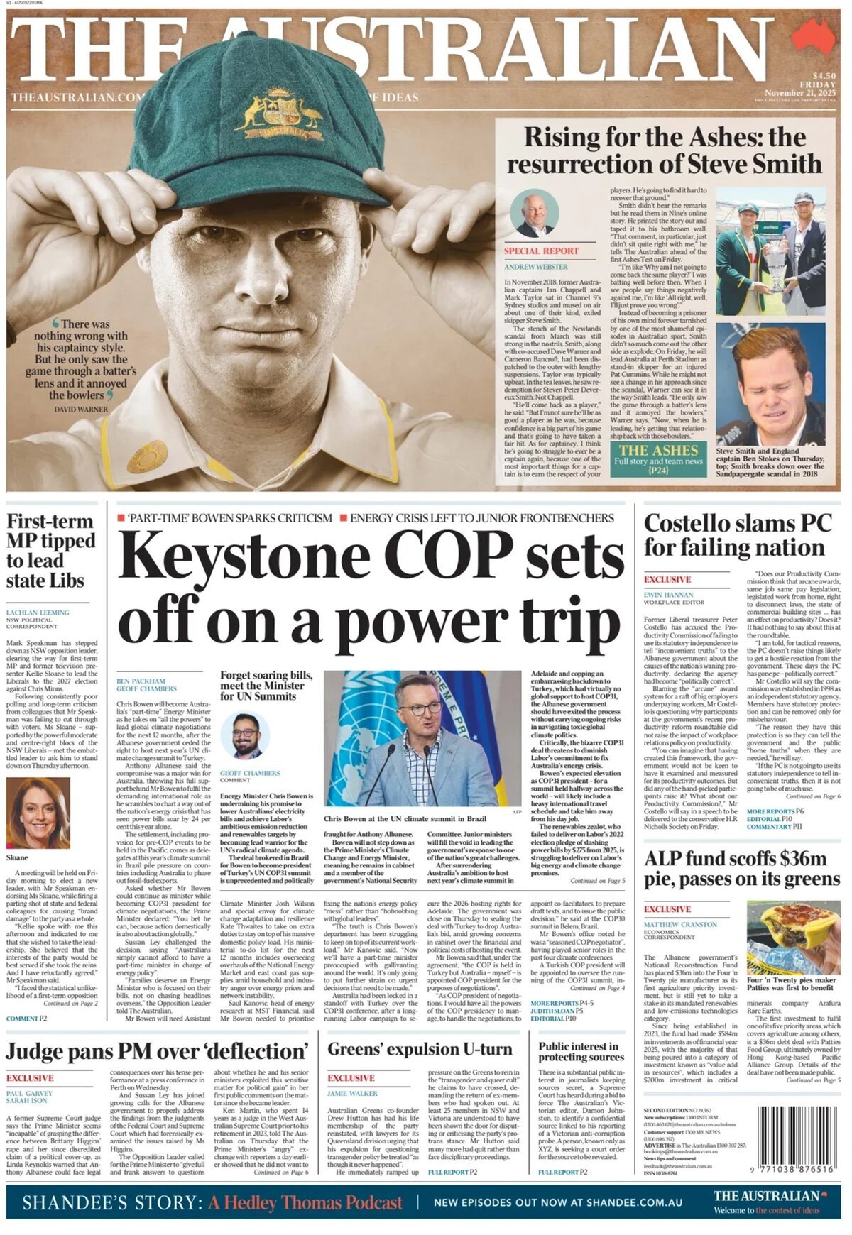 The Australian - Front Page - 11/21/2025