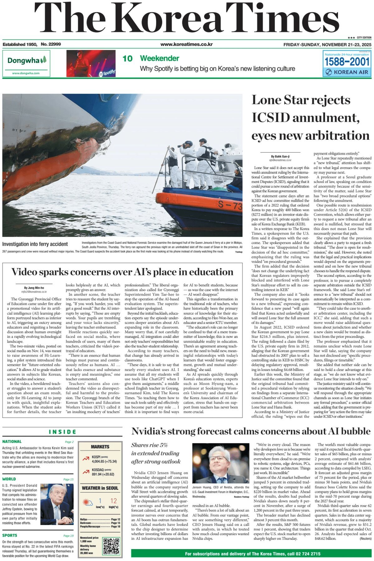 The Korea Times - Front Page - 11/23/2025