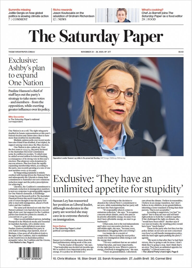 The Saturday Paper - Cover - 11/22/2025