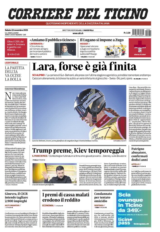 Corriere del Ticino - Front Page - 11/22/2025