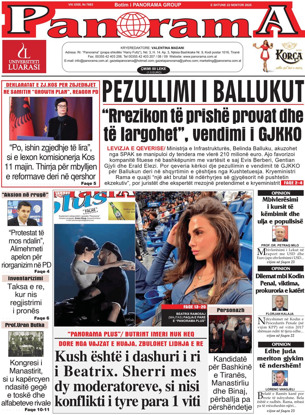 Gazeta Panorama - Front Page - 11/22/2025