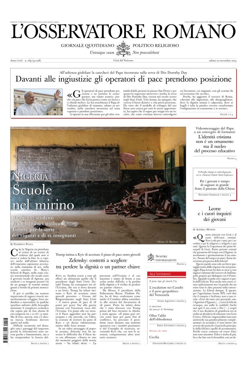 L'Osservatore Romano - Front Page - 11/22/2025