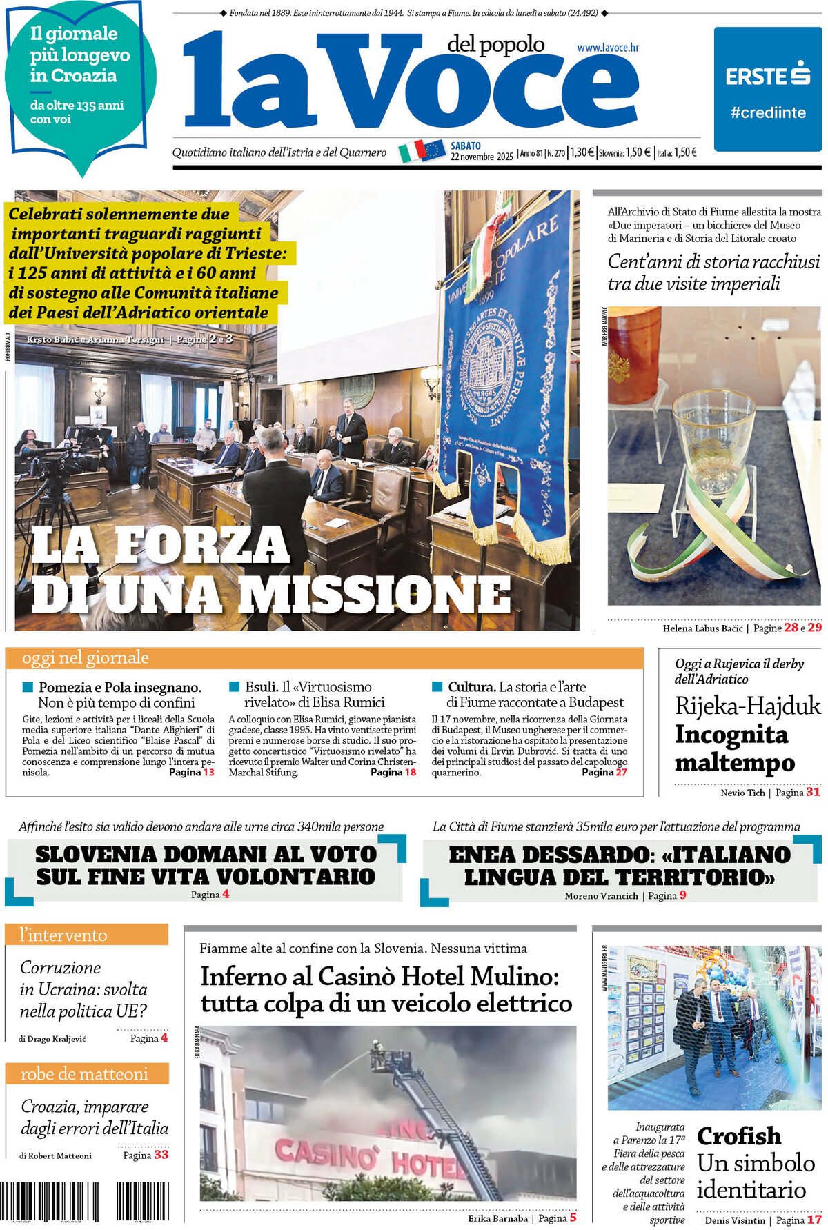 La Voce del popolo - Front Page - 11/22/2025