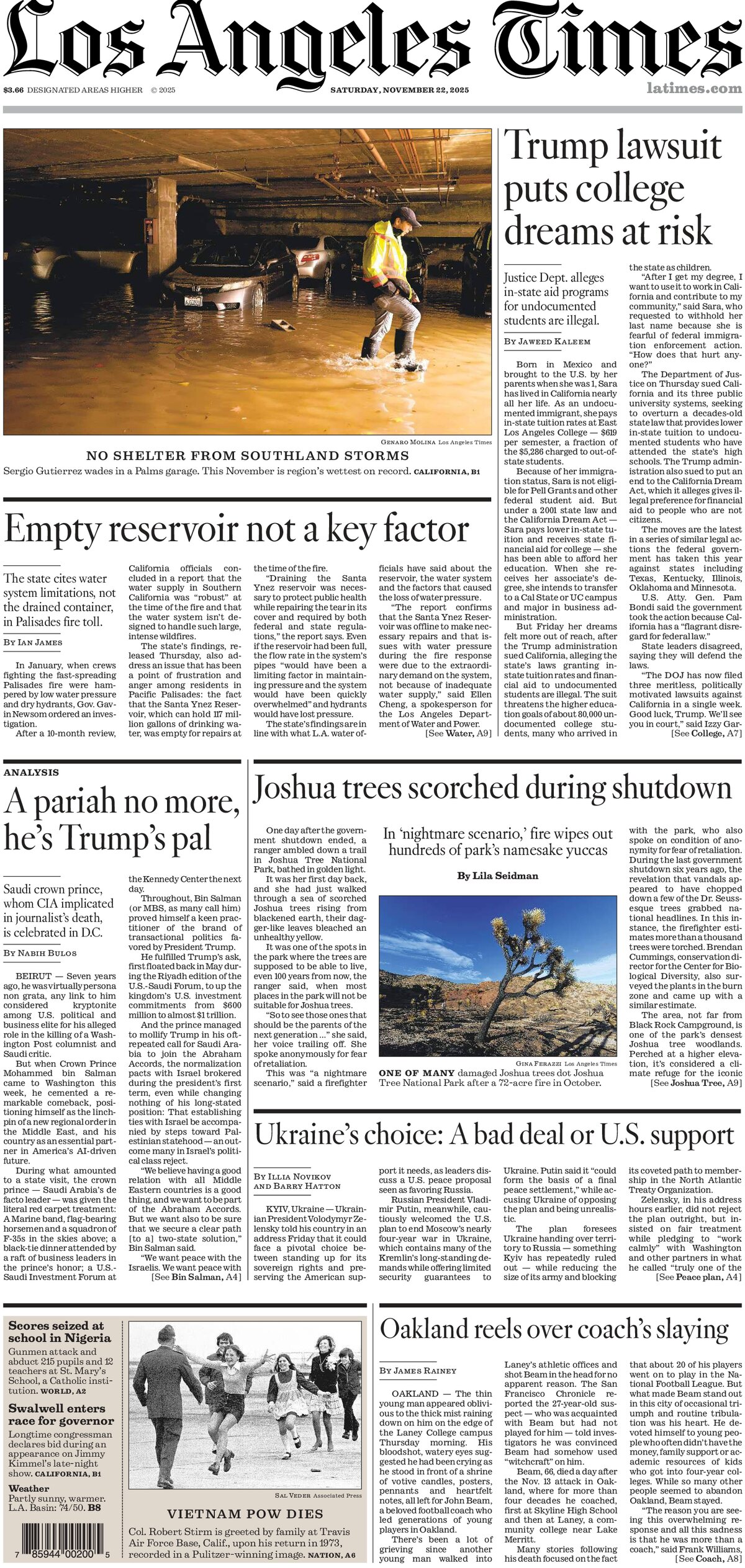 Los Angeles Times - Cover - 11/22/2025