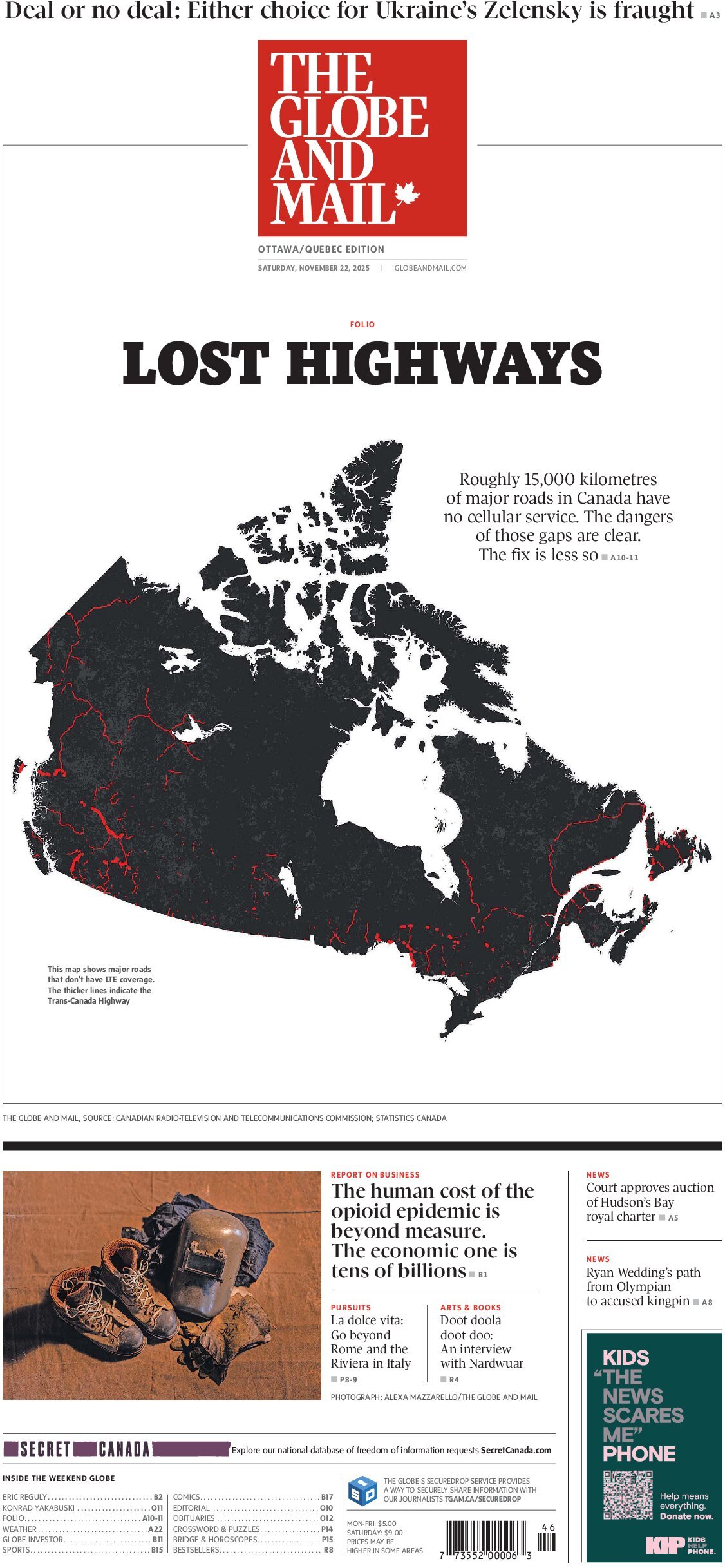 The Globe and Mail - Front Page - 11/22/2025