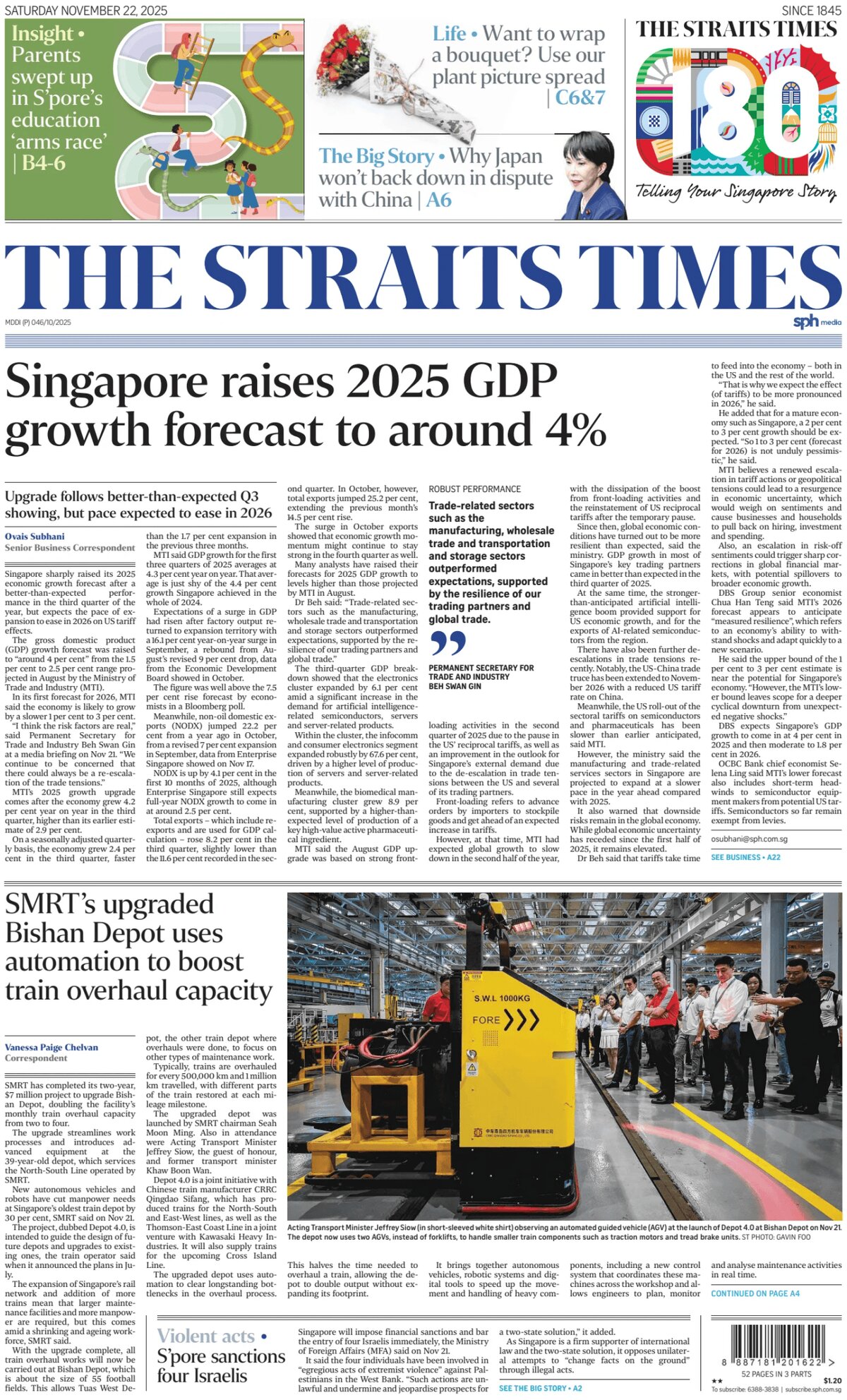 The Straits Times - Front Page - 11/22/2025