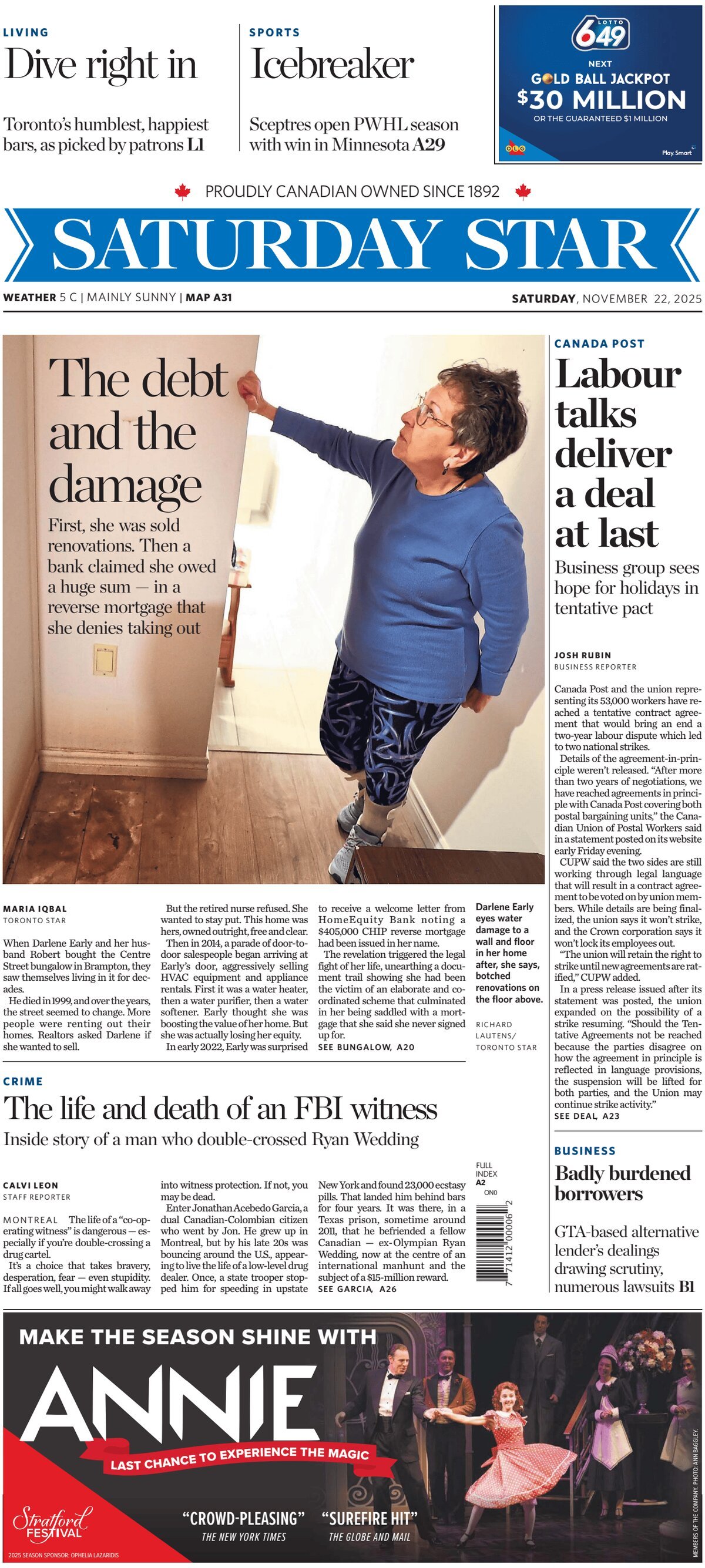 Toronto Star - Front Page - 11/22/2025