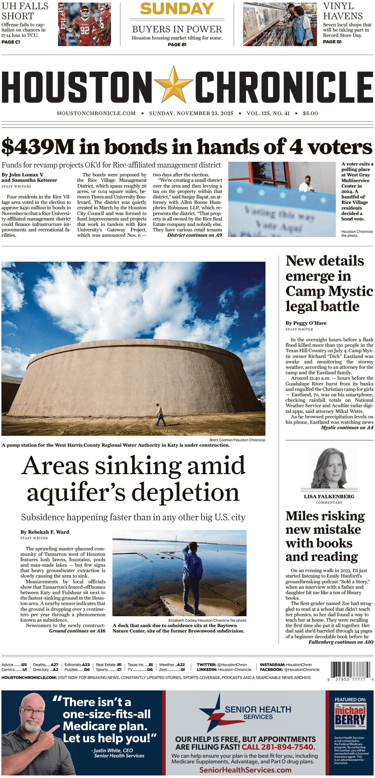Houston Chronicle - Cover - 11/23/2025