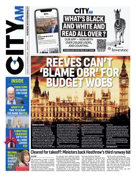 City A.M. - Front Page - 11/25/2025