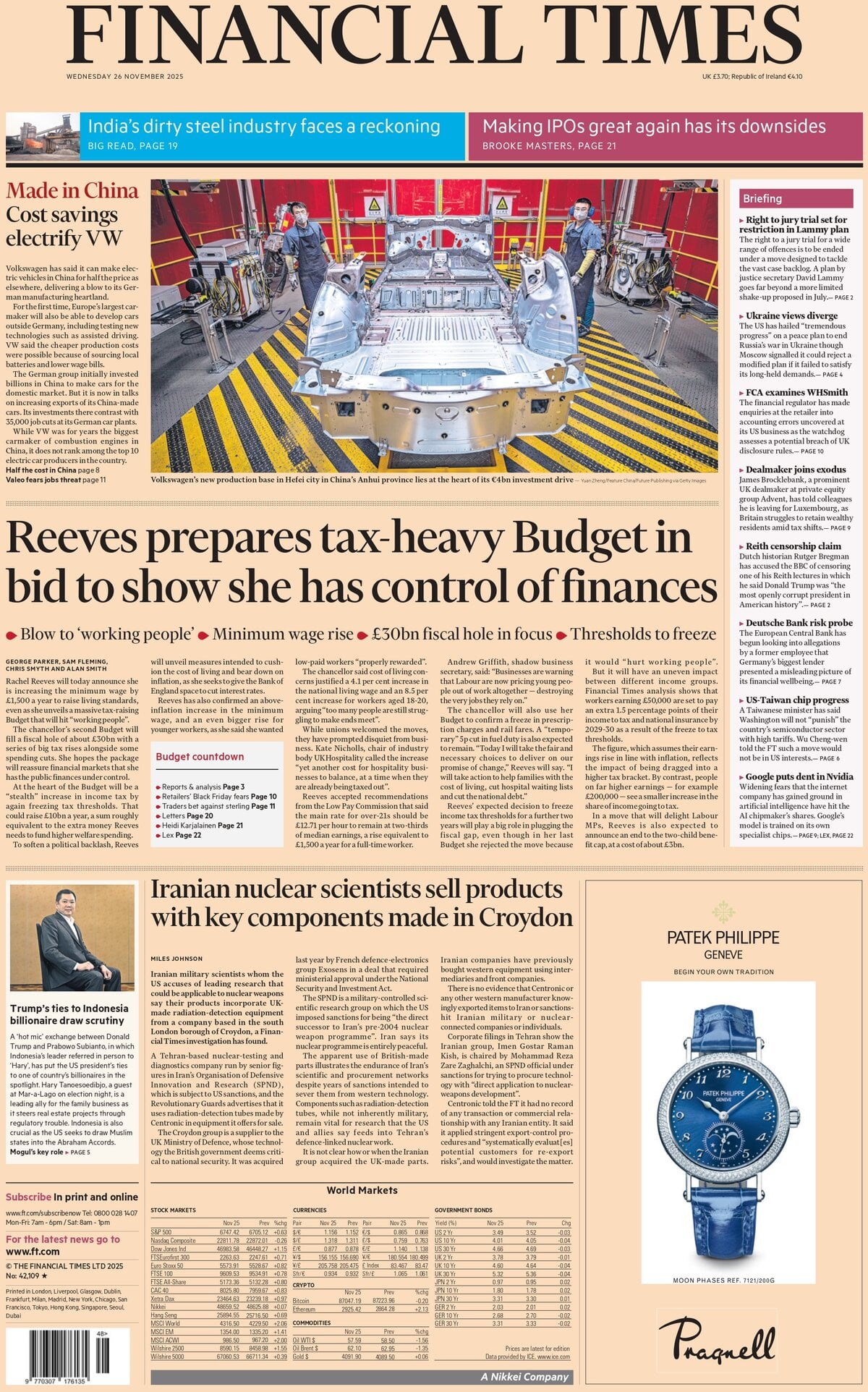 Financial Times - Front Page - 11/26/2025