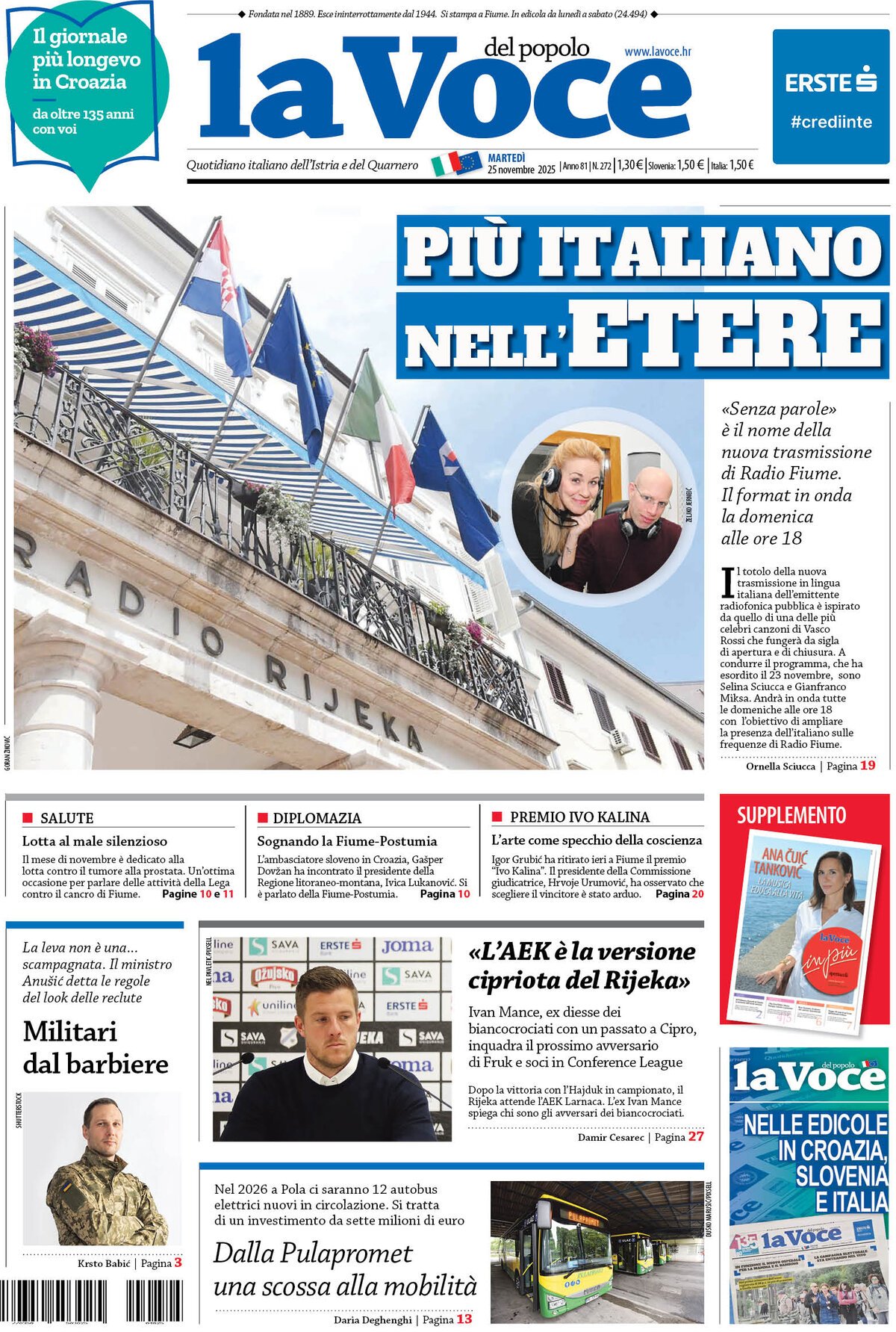 La Voce del popolo - Front Page - 11/25/2025
