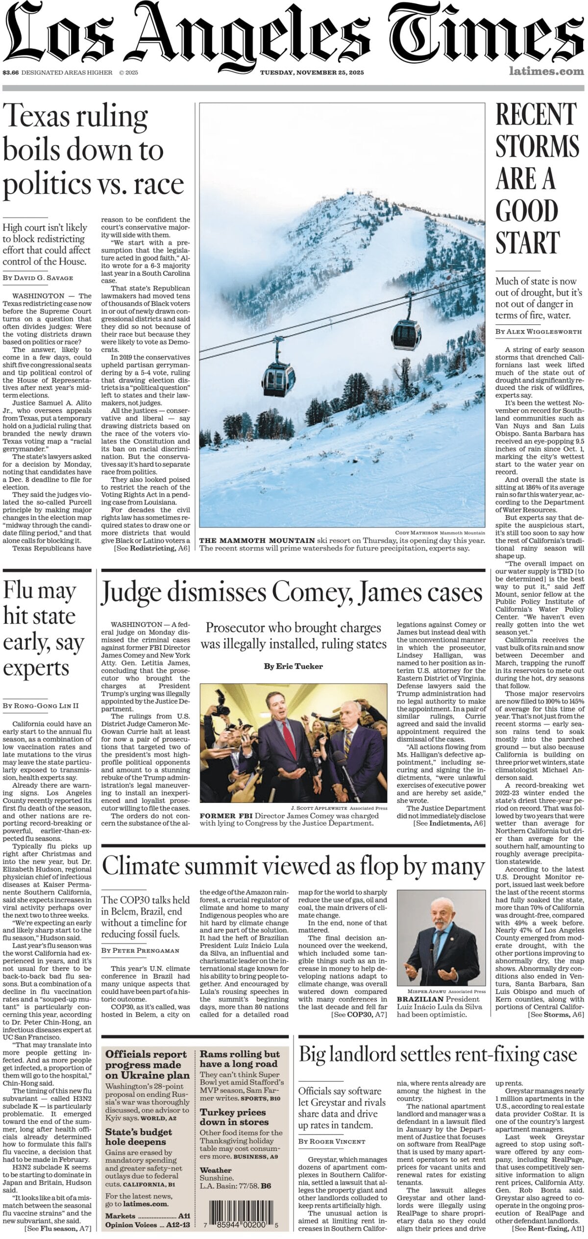 Los Angeles Times - Cover - 11/25/2025