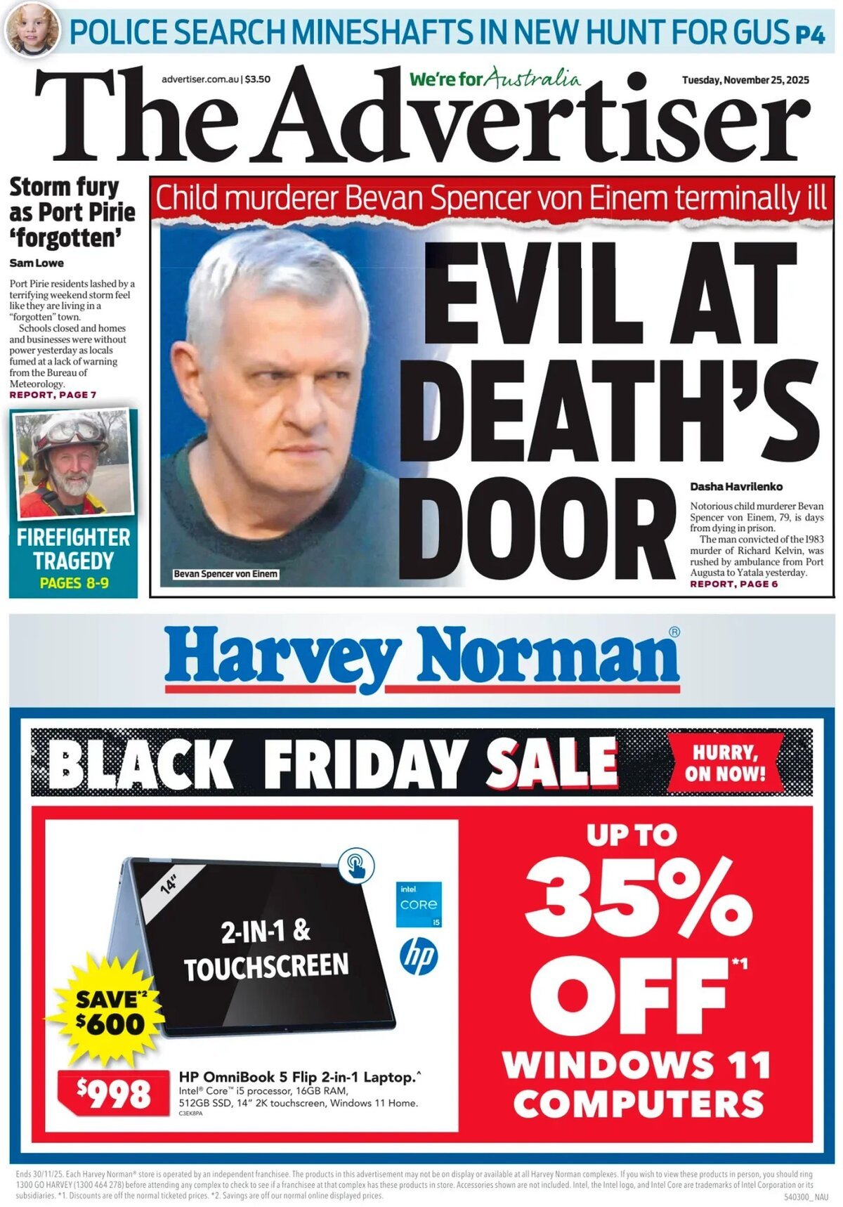 The Advertiser - Front Page - 11/25/2025