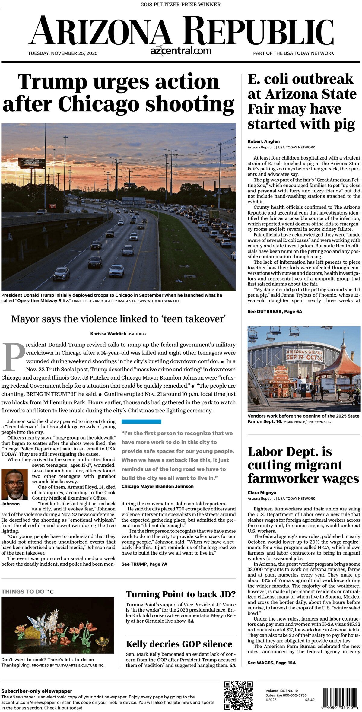 The Arizona Republic - Cover - 11/25/2025