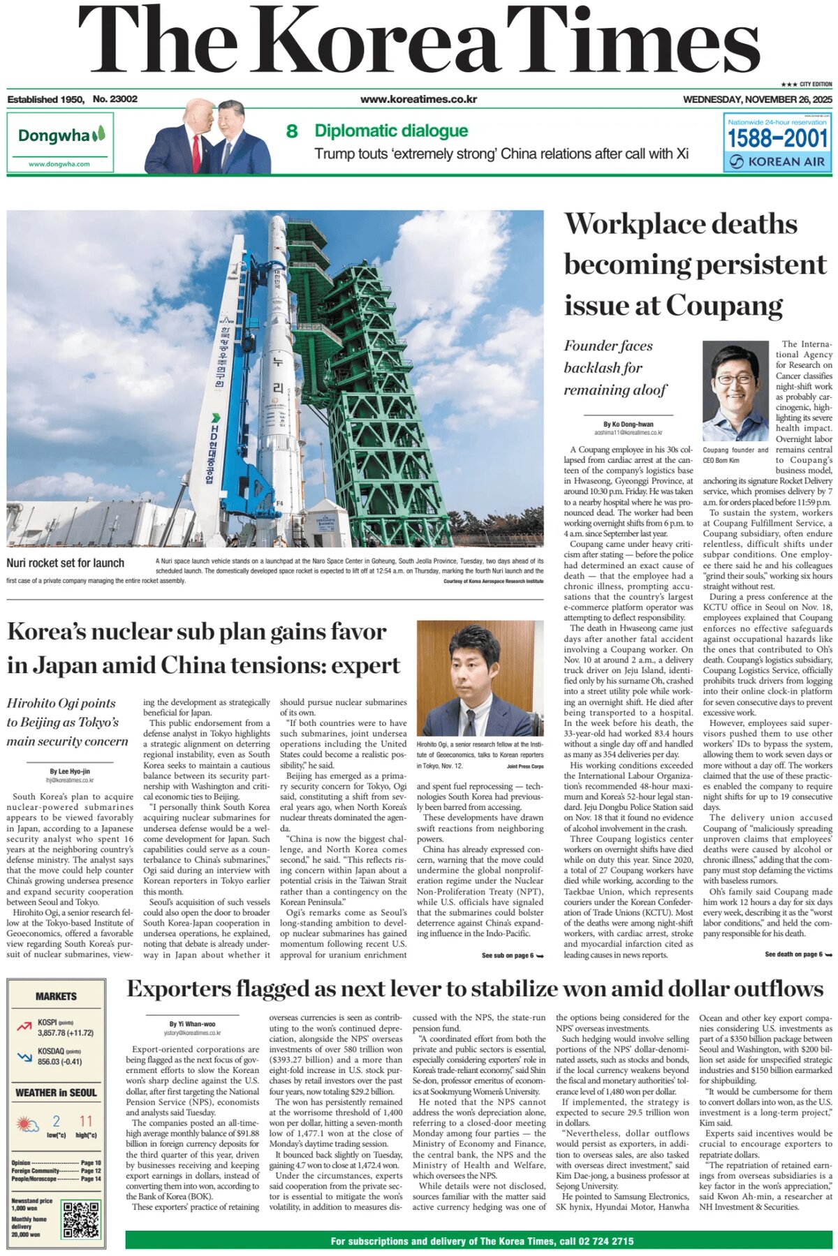 The Korea Times - Front Page - 11/26/2025