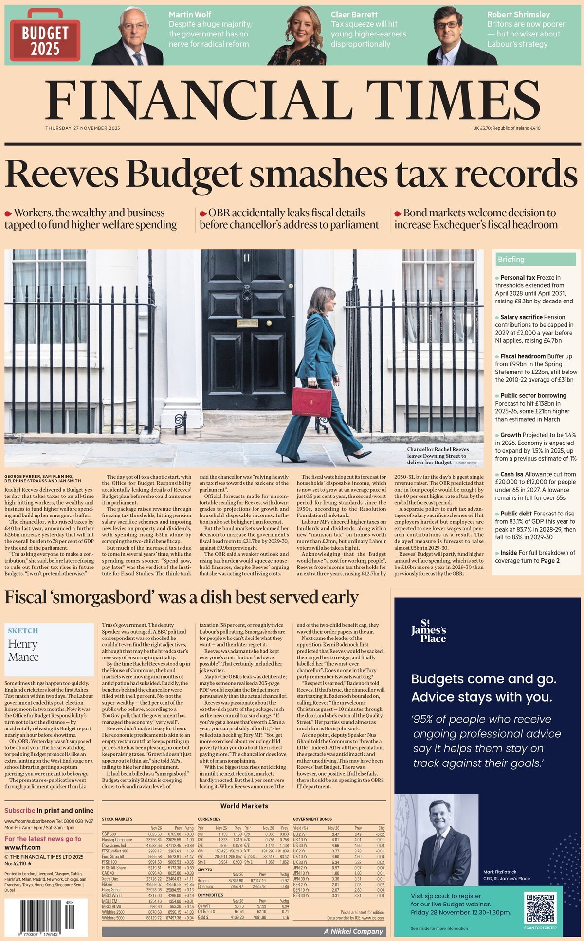 Financial Times - Front Page - 11/27/2025