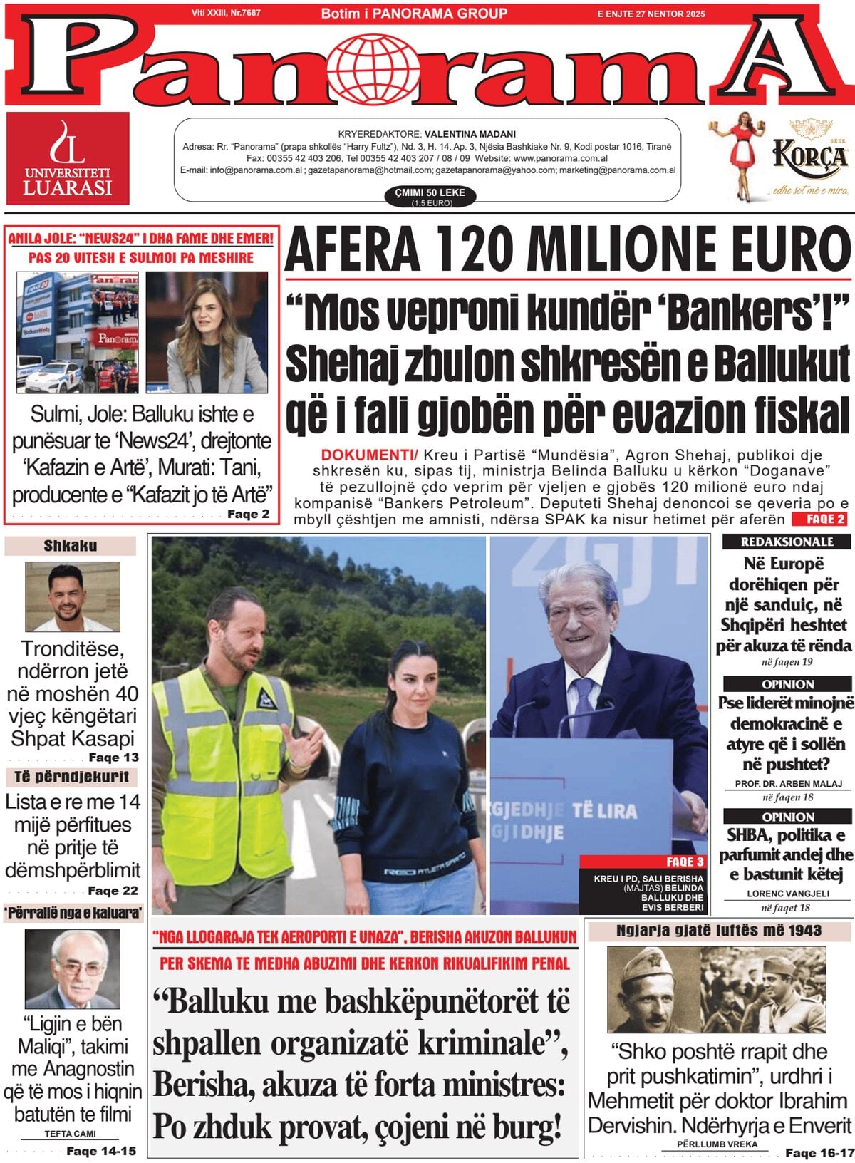 Gazeta Panorama - Front Page - 11/27/2025