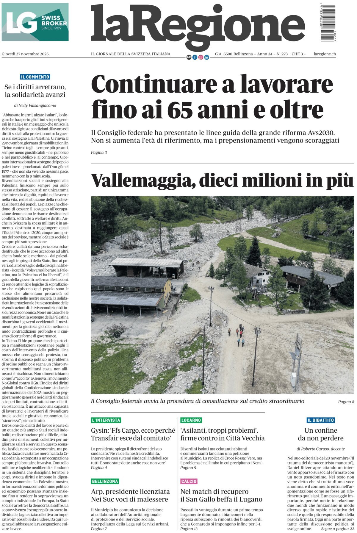 laRegione - Front Page - 11/27/2025