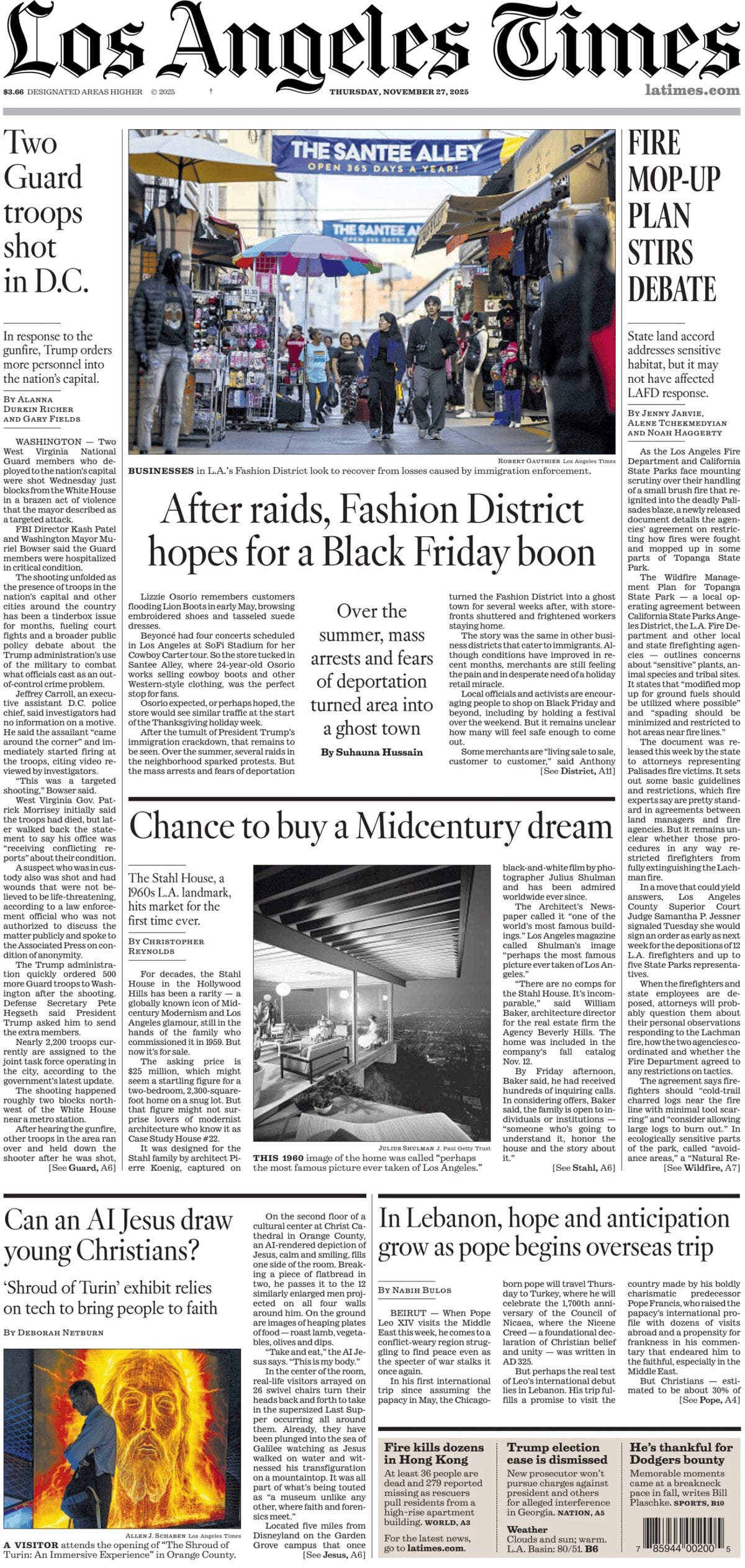 Los Angeles Times - Cover - 11/27/2025