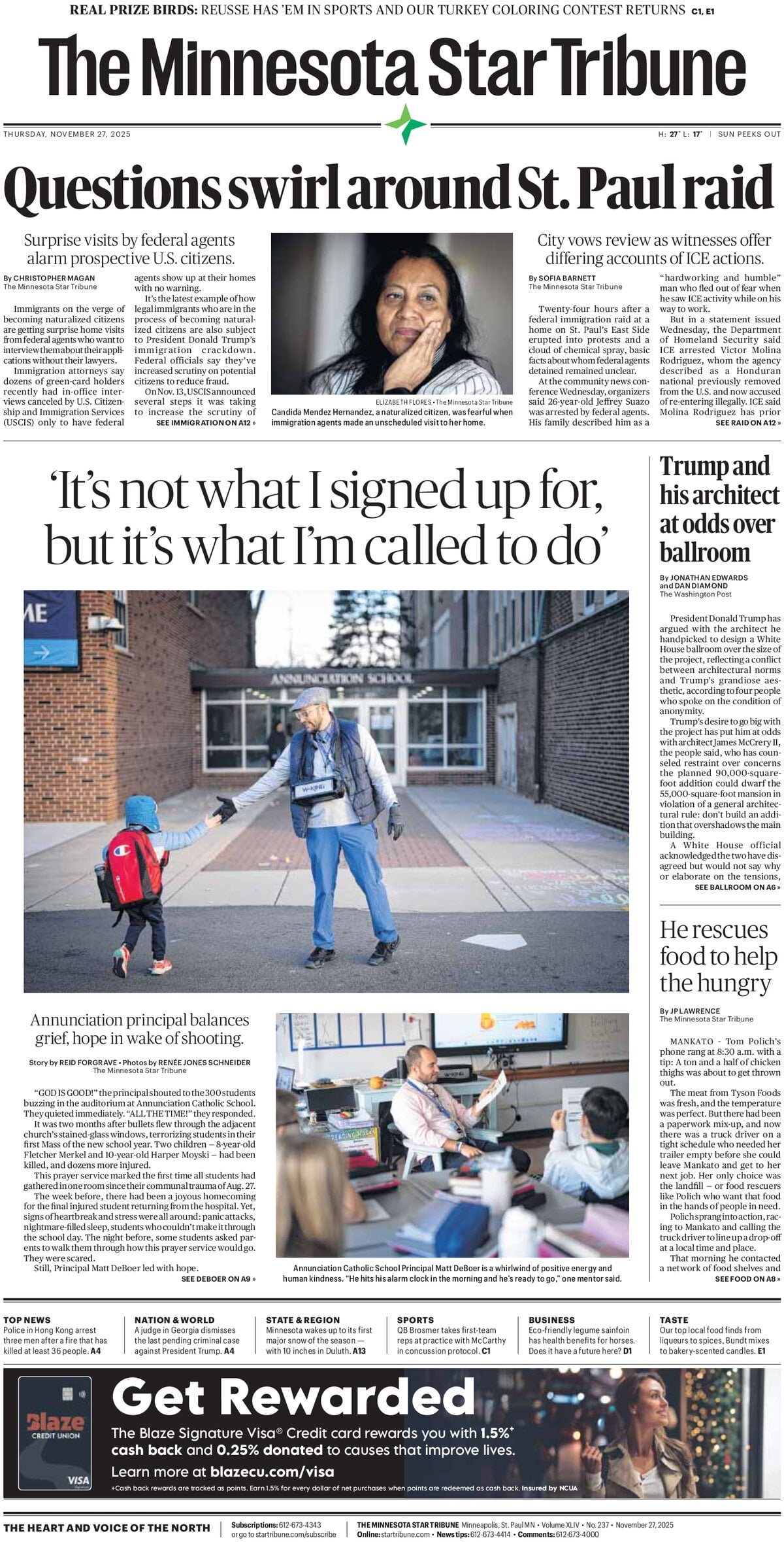 The Minnesota Star Tribune - Cover - 11/27/2025