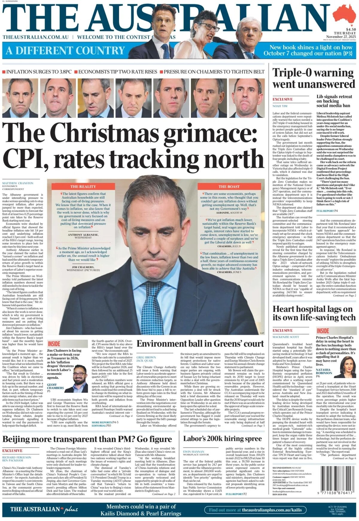 The Australian - Front Page - 11/27/2025