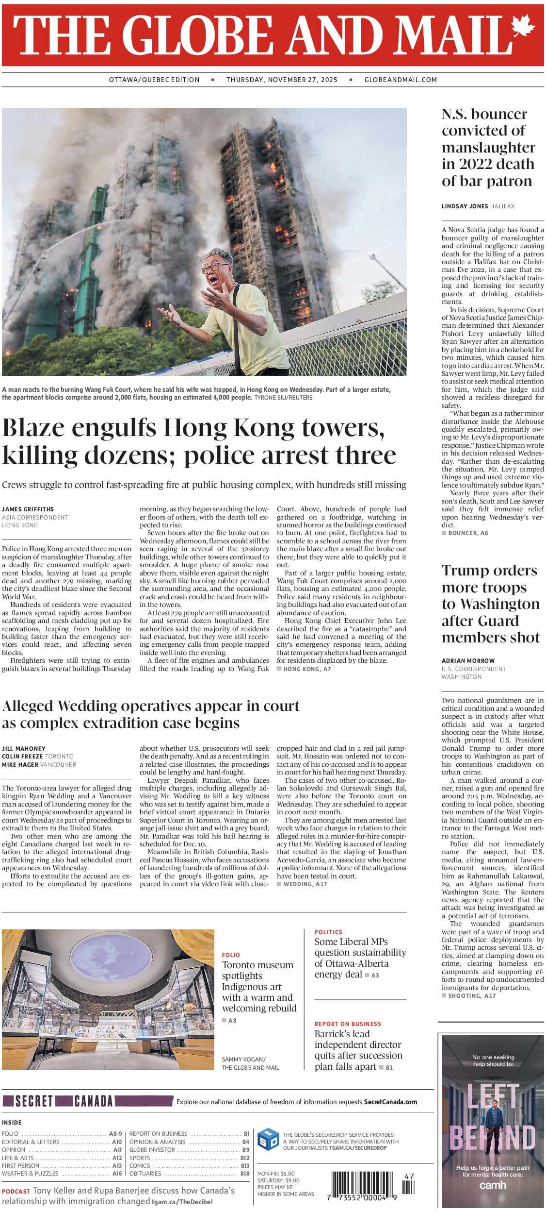 The Globe and Mail - Front Page - 11/27/2025