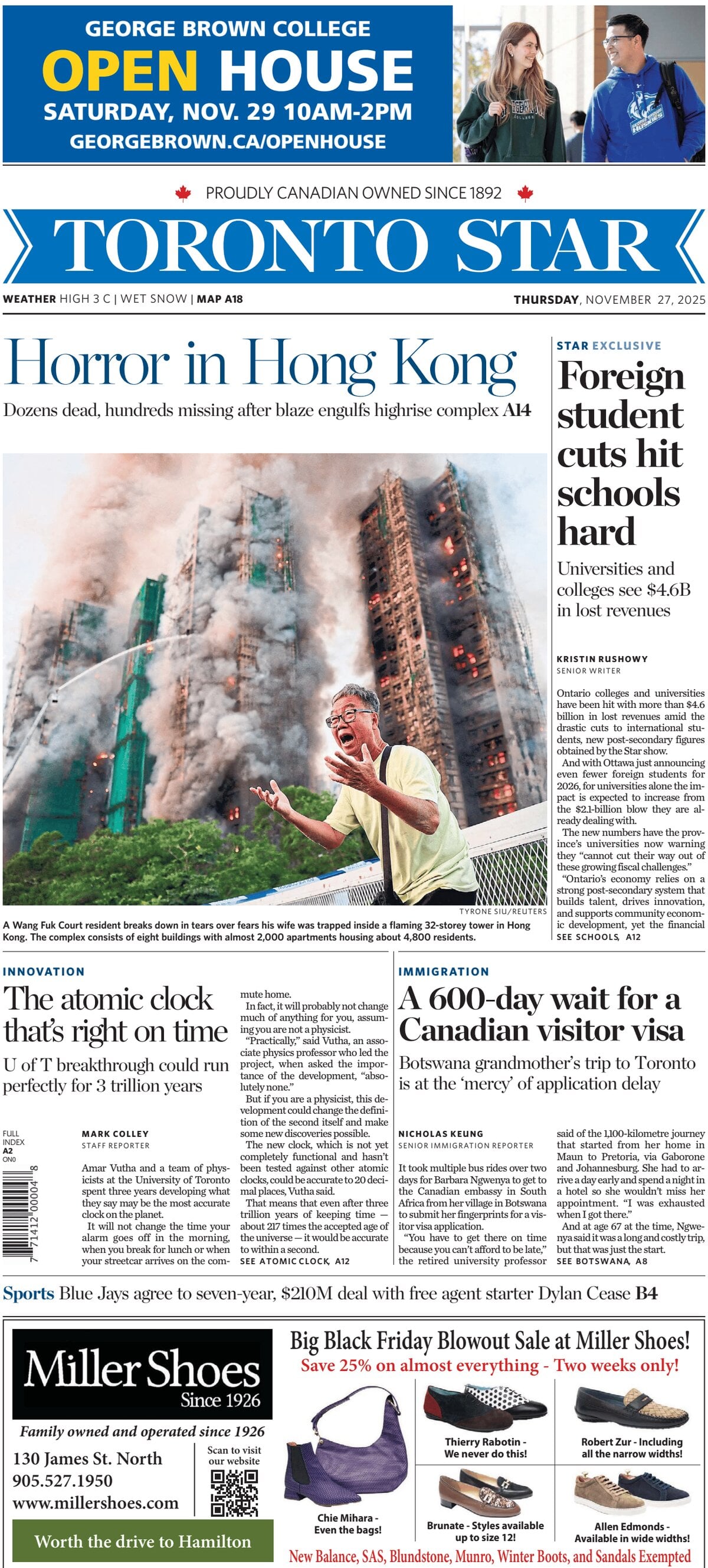 Toronto Star - Front Page - 11/27/2025
