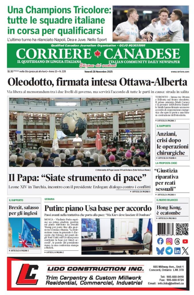 Corriere Canadese - Front Page - 11/28/2025