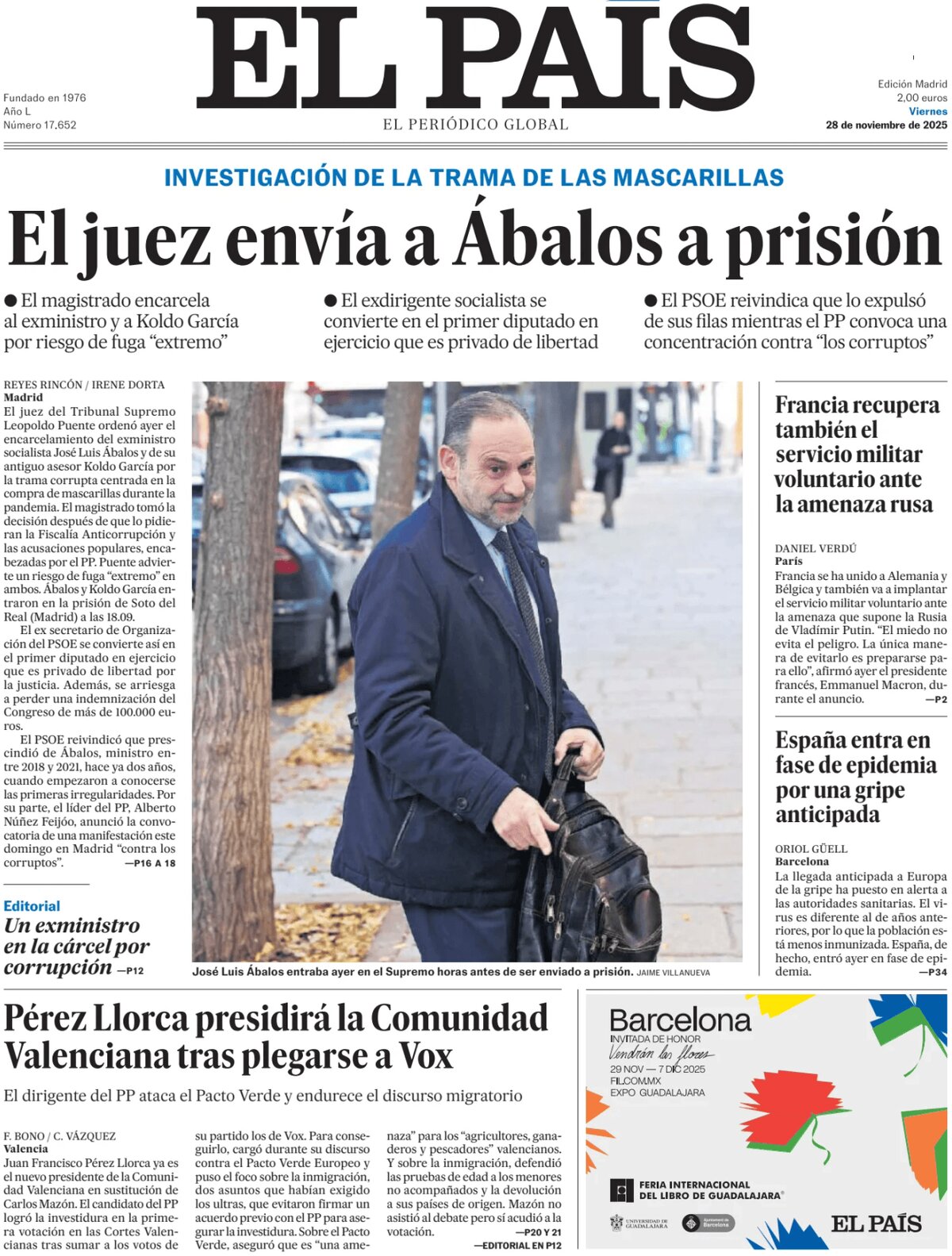 El País - Front Page - 11/28/2025