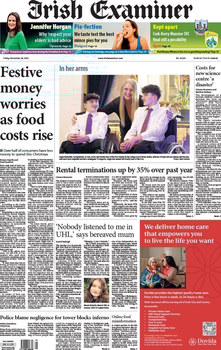 Irish Examiner - Front Page - 11/28/2025