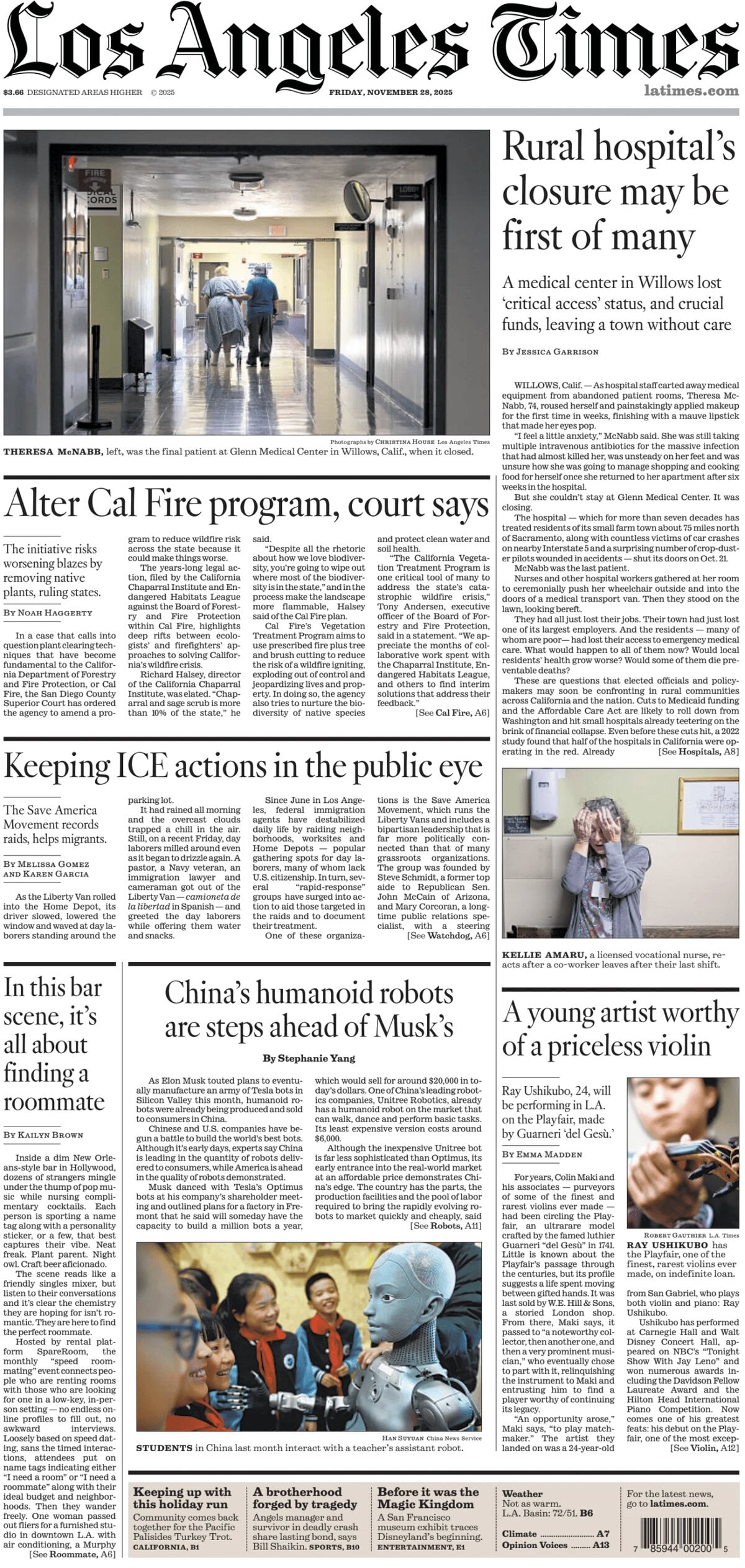 Los Angeles Times - Cover - 11/28/2025