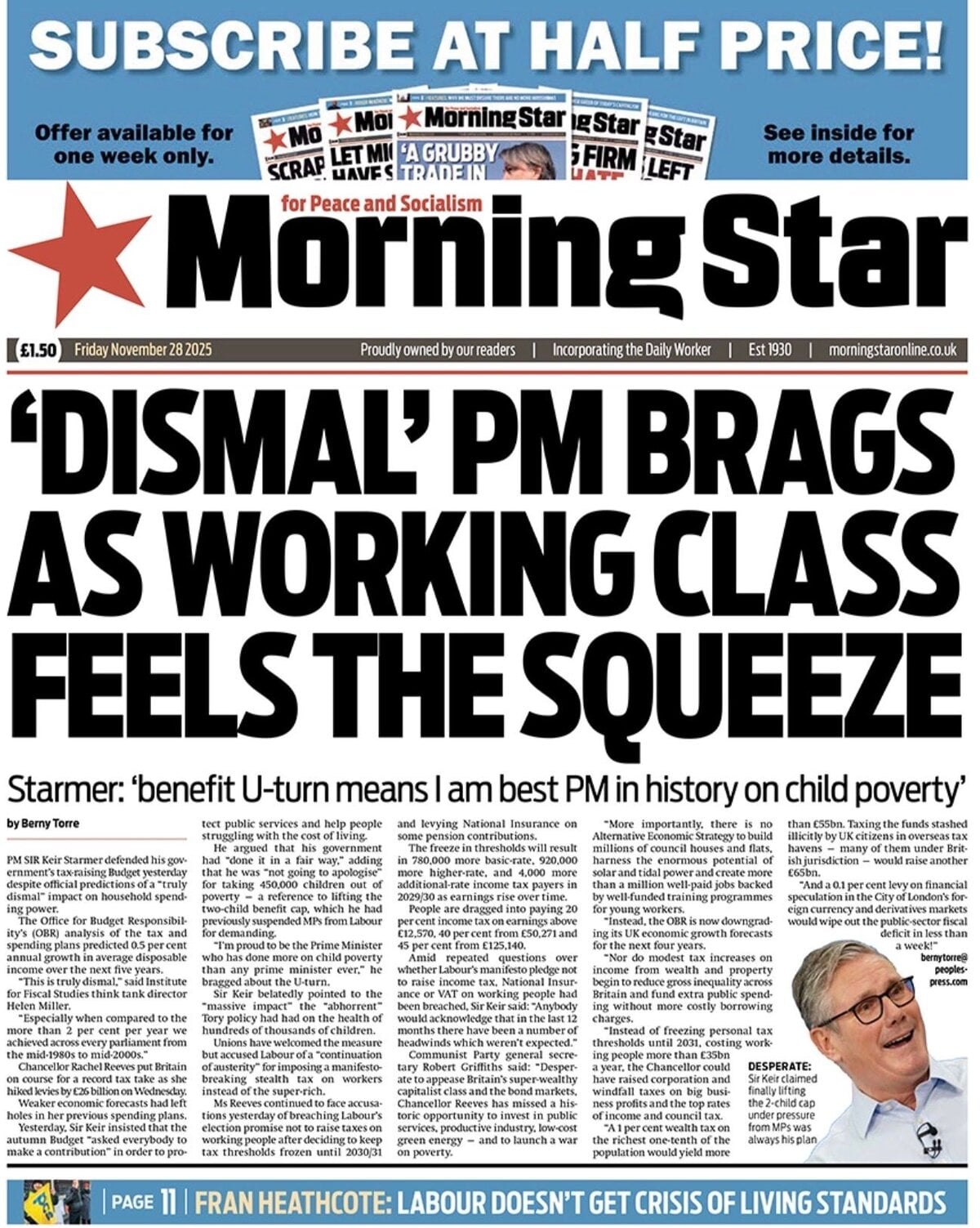 Morning Star - Front Page - 11/28/2025