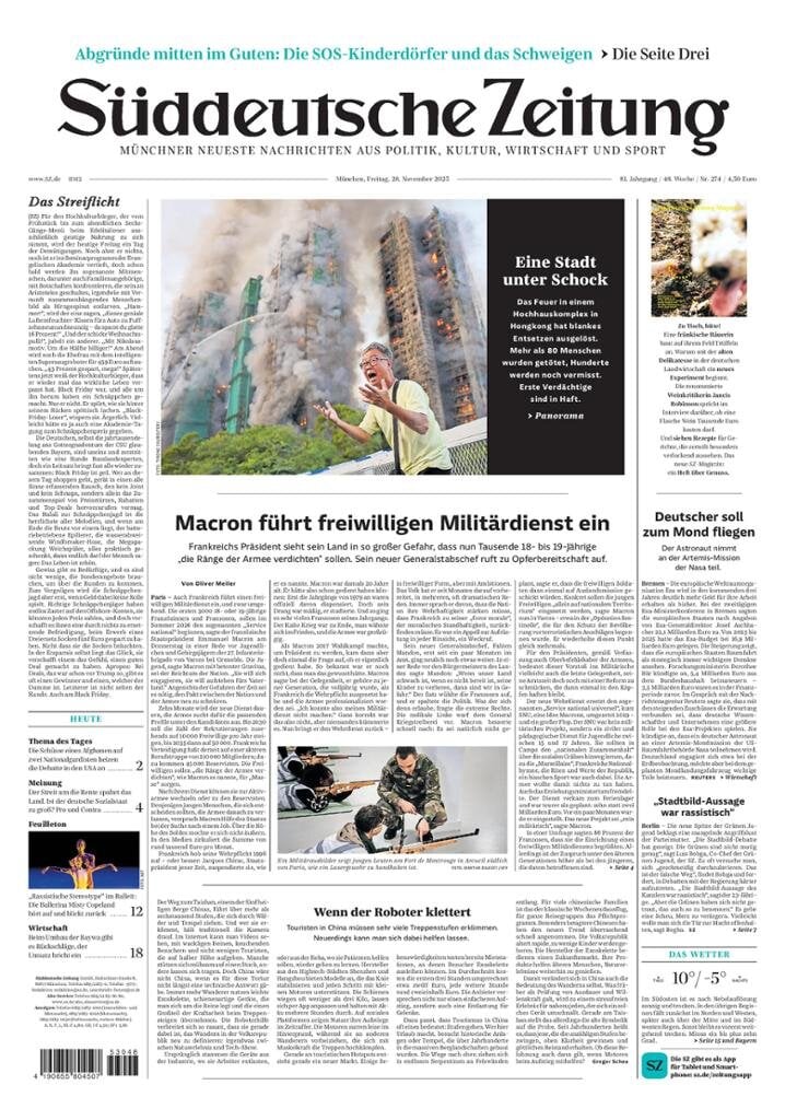 Süddeutsche Zeitung - Front Page - 11/28/2025