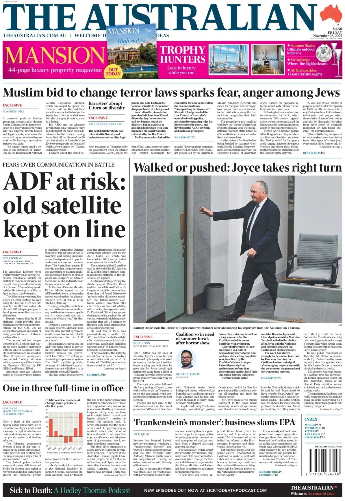 The Australian - Front Page - 11/28/2025