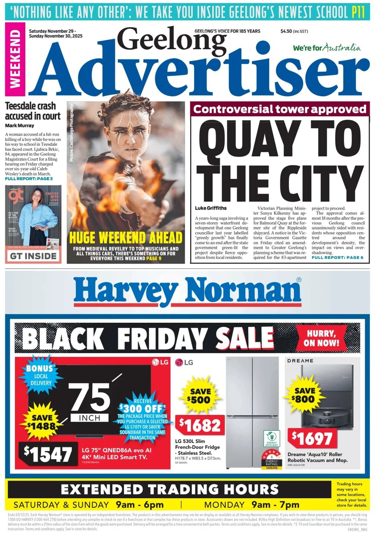 Geelong Advertiser - Front Page - 11/30/2025