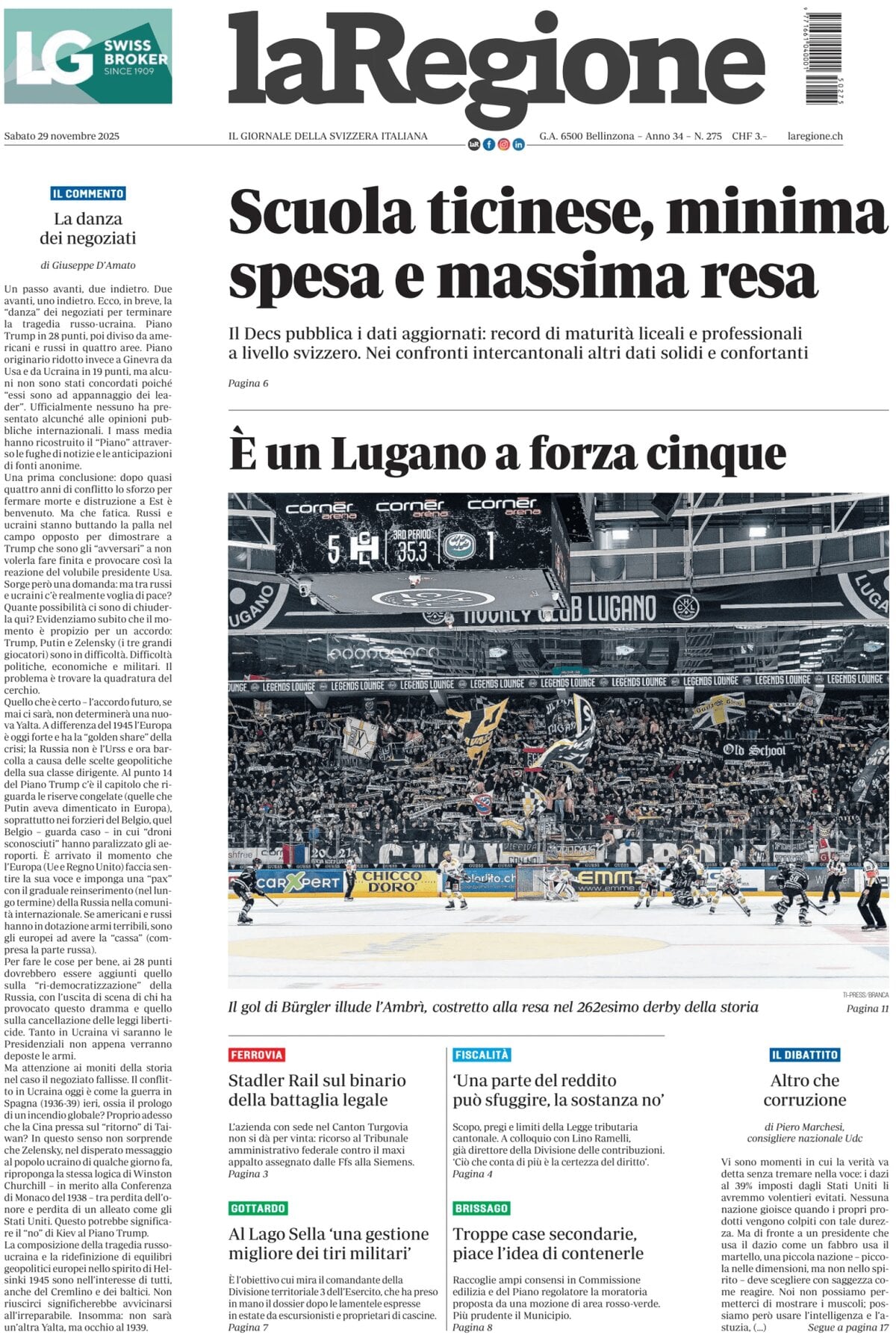 laRegione - Front Page - 11/29/2025