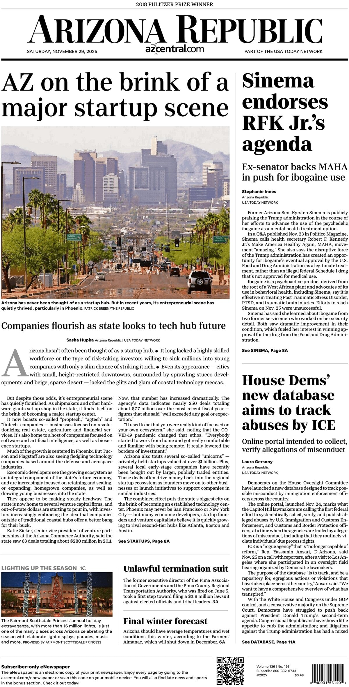 The Arizona Republic - Cover - 11/29/2025
