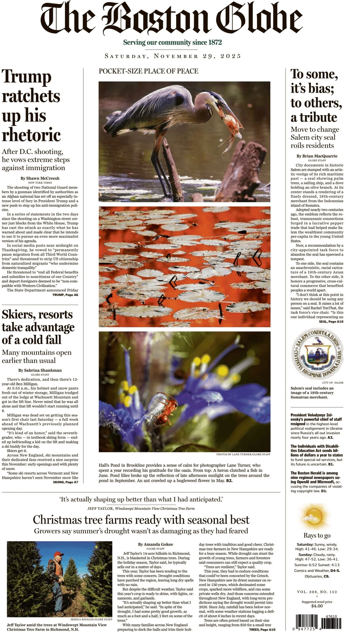 The Boston Globe - Cover - 11/29/2025