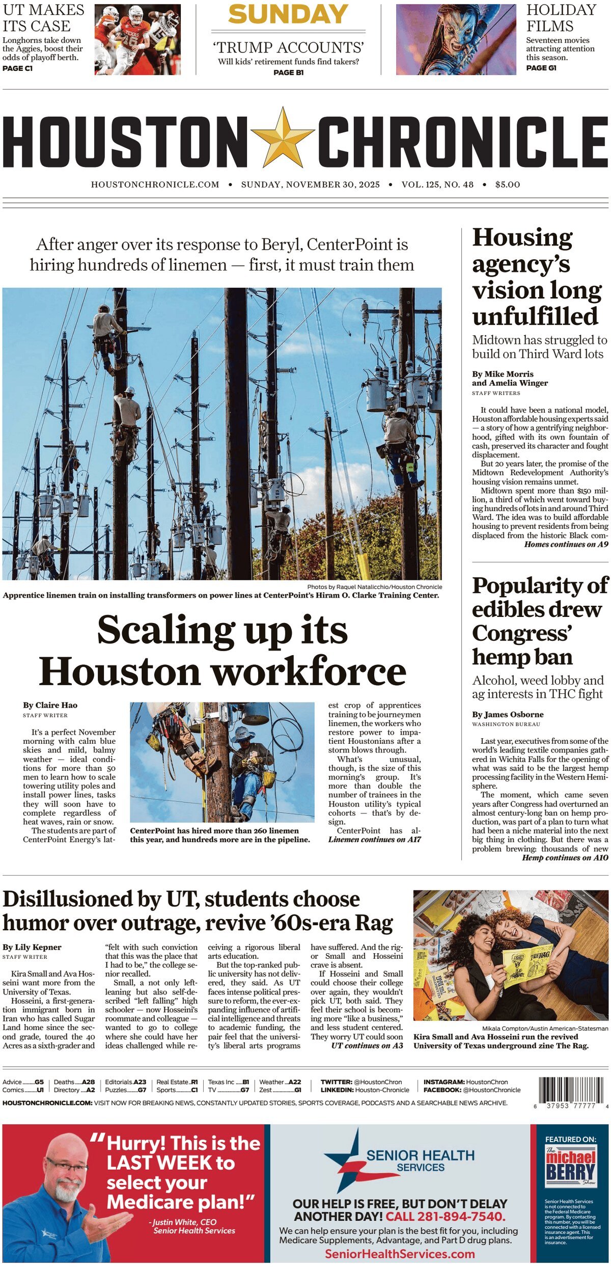 Houston Chronicle - Cover - 11/30/2025