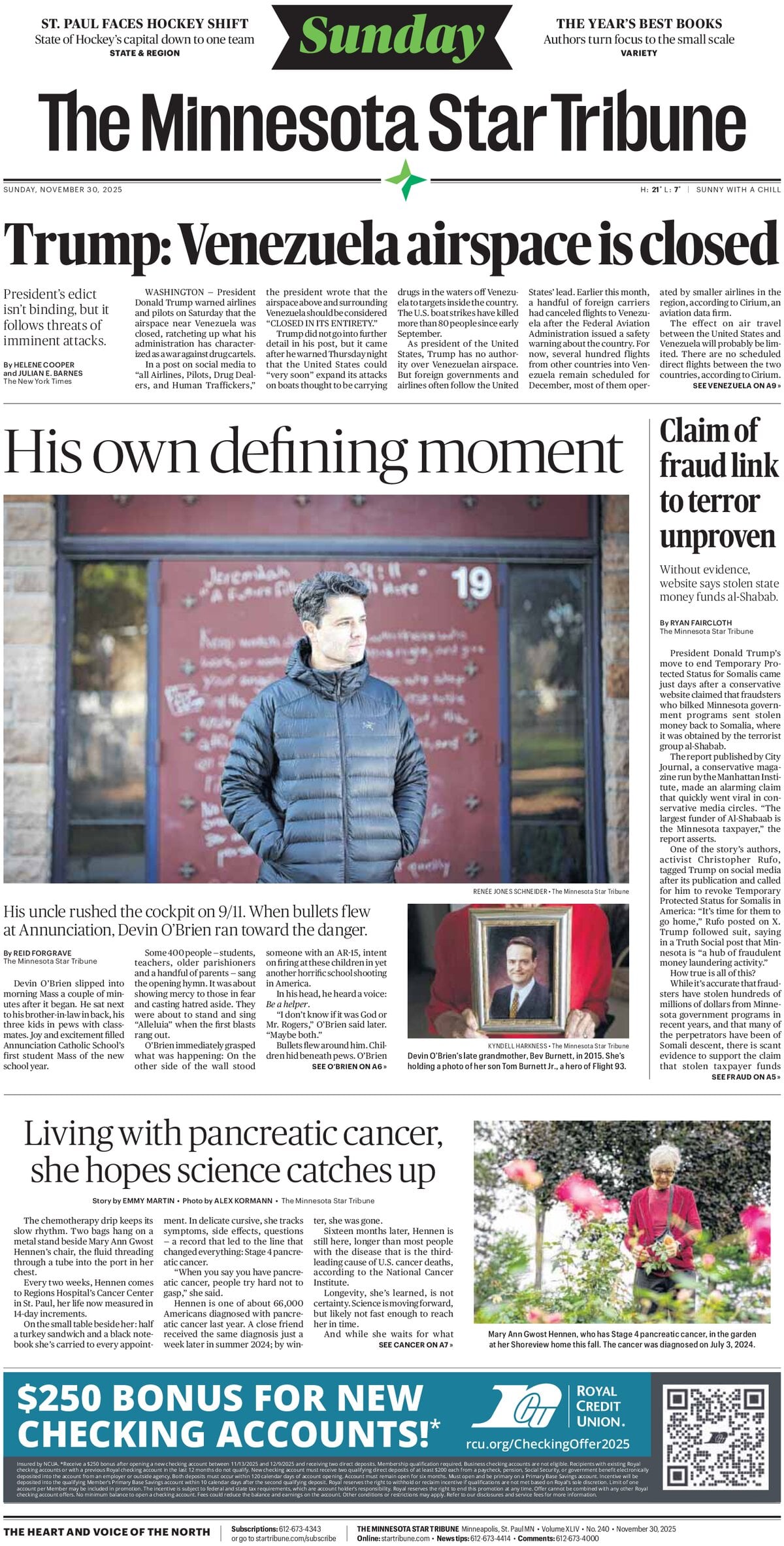 The Minnesota Star Tribune - Cover - 11/30/2025