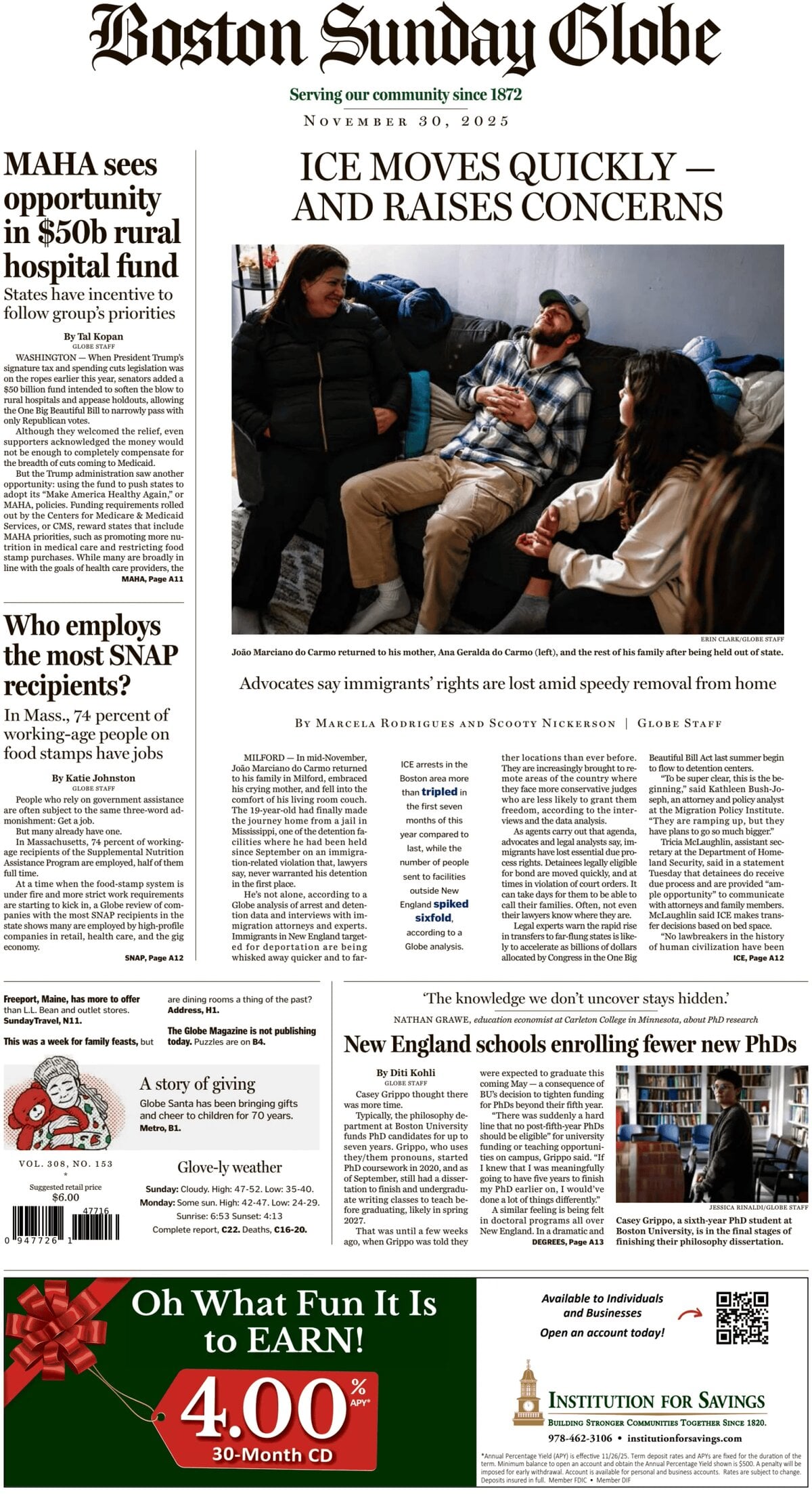 The Boston Globe - Cover - 11/30/2025