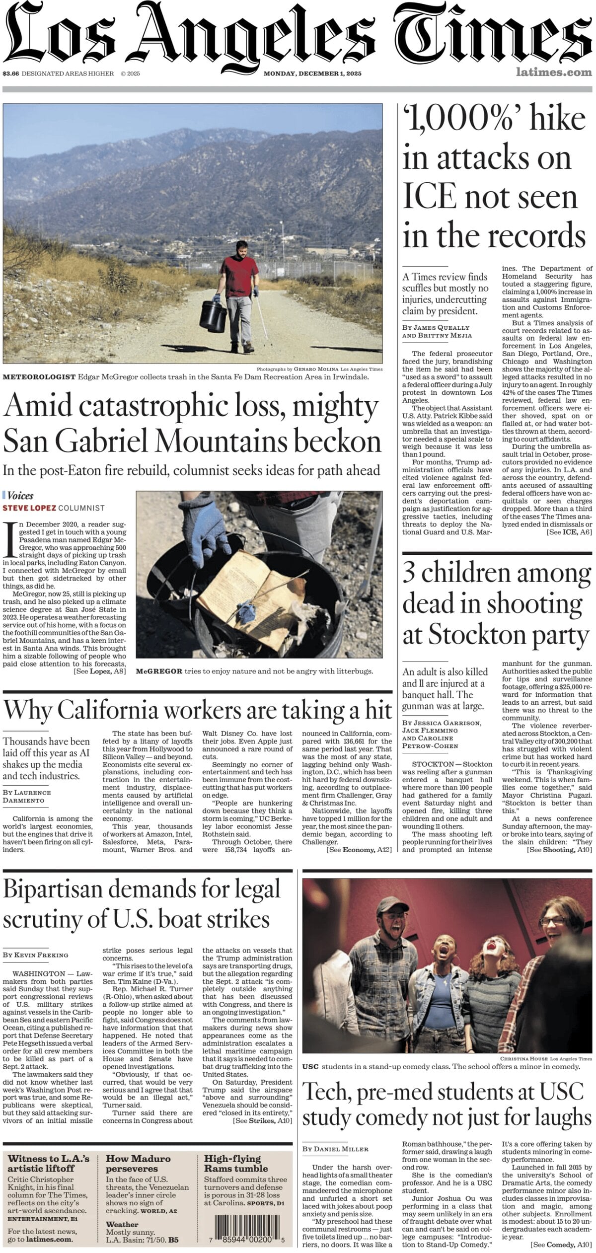 Los Angeles Times - Cover - 12/01/2025