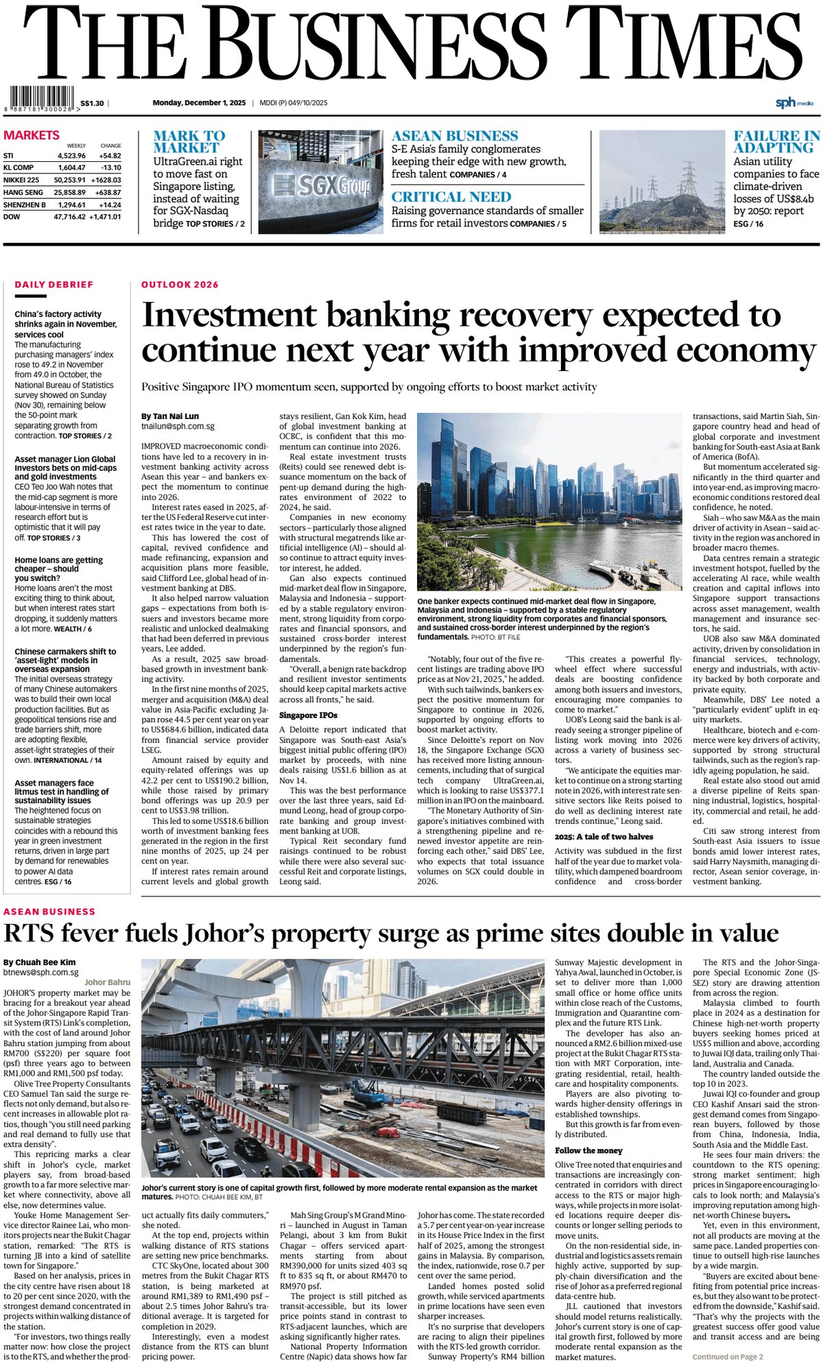 The Business Times (Singapore) - Front Page - 12/01/2025